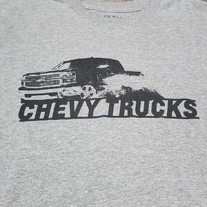 GILDAN GRAY CHEVY TRUCKS GRAPHIC CREW-NECK TEE-SHIRT XL